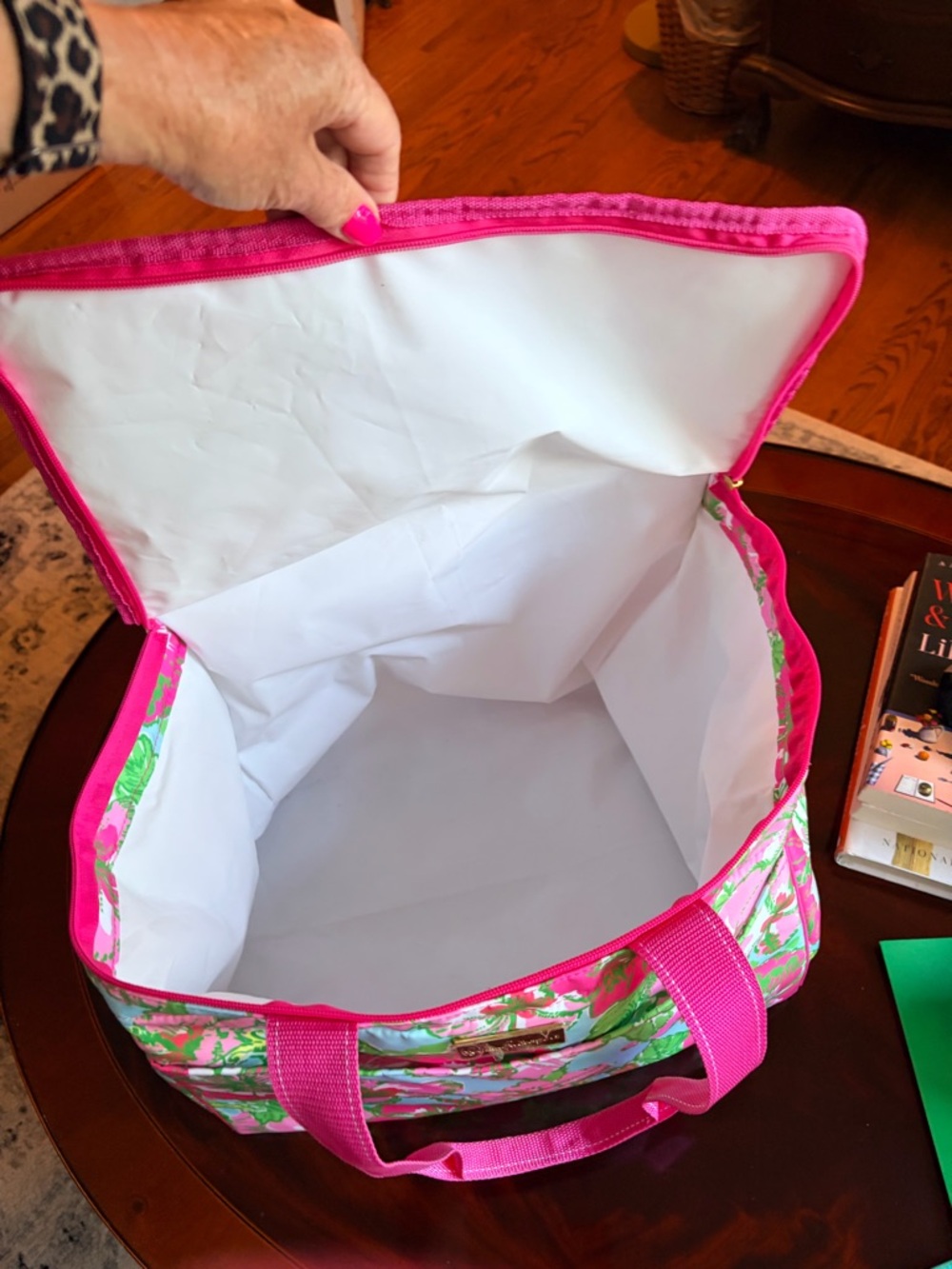 Lilly Pulitzer Pink Green Floral Cosmetic Tote - Picture 8 of 8